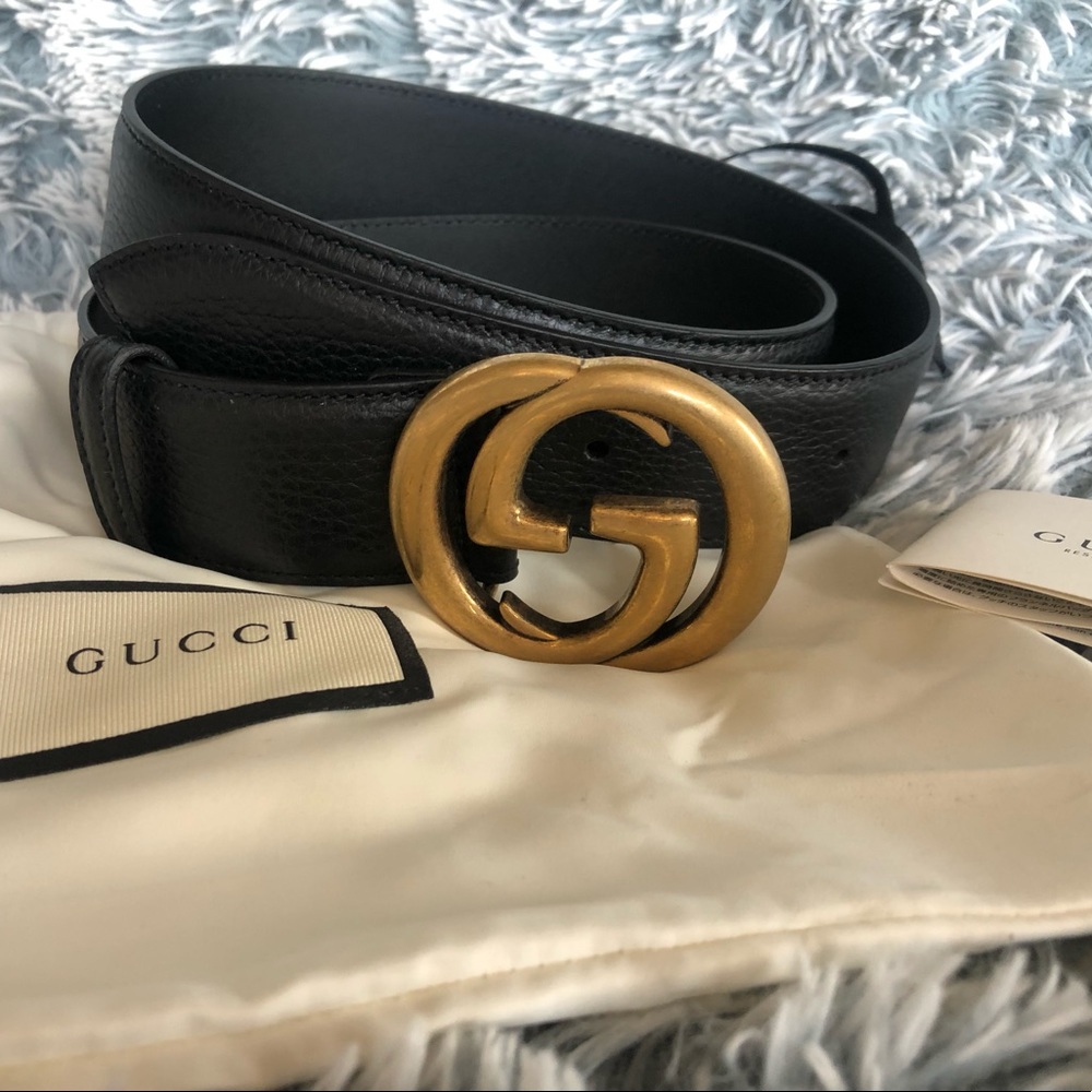 Gucci Leather belt with interlocking G buckle